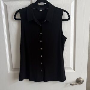 Tommy Hilfiger Black Sleeveless Button Down Shirt